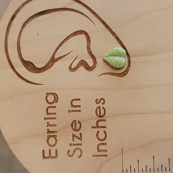 Ceramic Leaf Stud Earrings - Picture 3 of 7